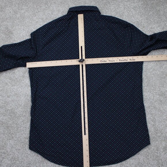 Express Shirt Mens Large 16-16 1/2 Blue Geometric 100% Cotton Long Sleeve Button - Picture 11 of 14